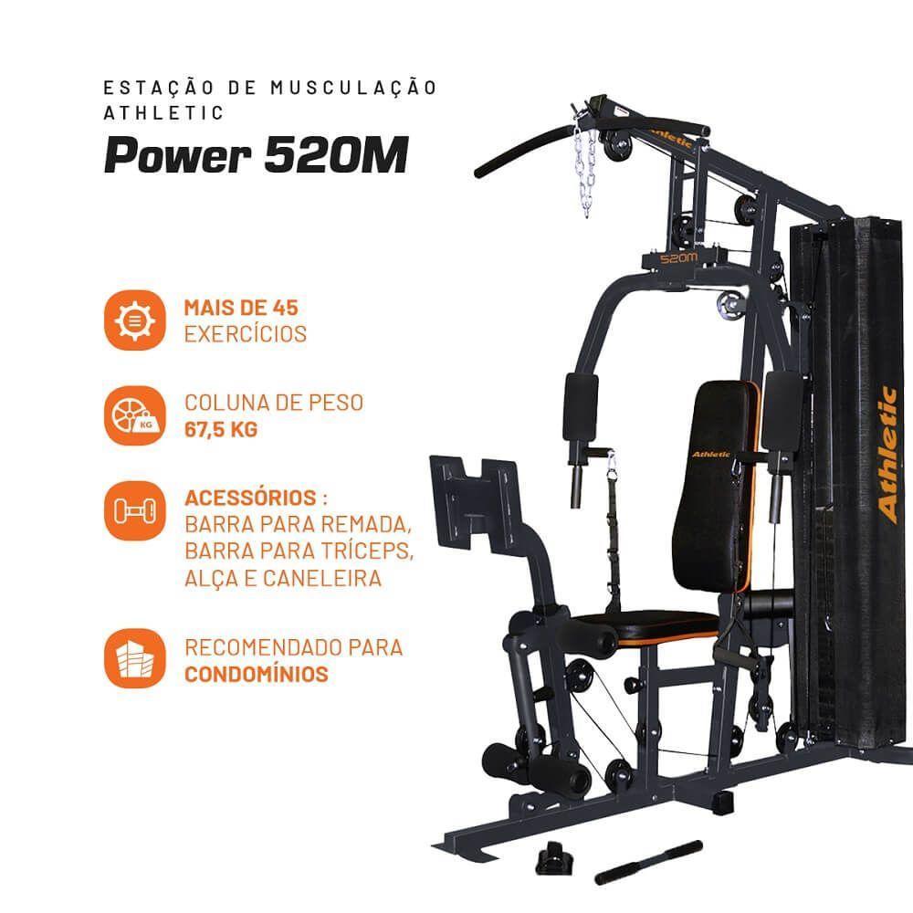 Estação De Musculação Athletic Power 520m 67,5kg Usuário 125kg +45 Exercícios Para Casa E Condomínio - 3