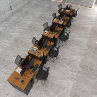 Estação De Trabalho 10 Lugares Office Tech 10 Mesas 8 Armári - Preto E Cedro Preto E Cedro - 1