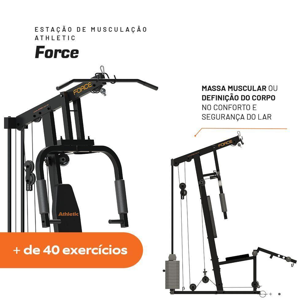 Estação De Musculação Athletic Force Com 45kg De Peso Suporta 120kg Residencial Treino Em Casa - 4
