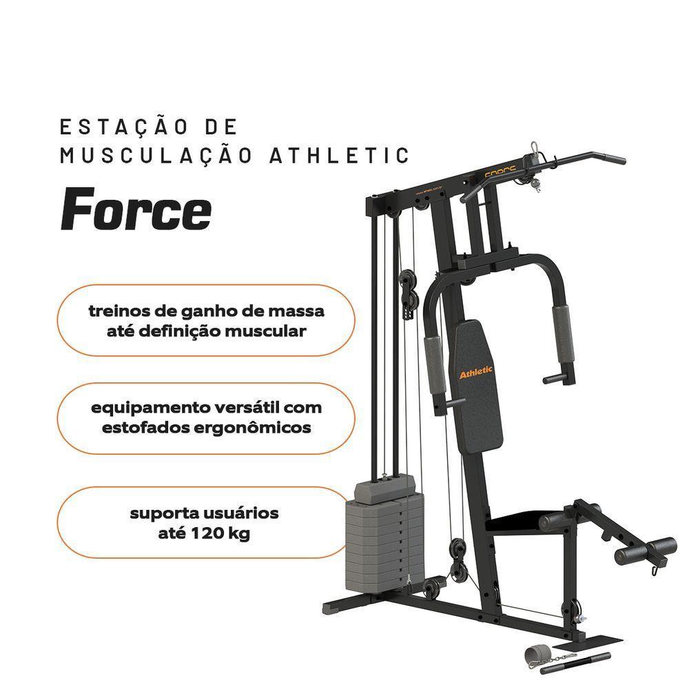 Estação De Musculação Athletic Force Com 45kg De Peso Suporta 120kg Residencial Treino Em Casa - 6