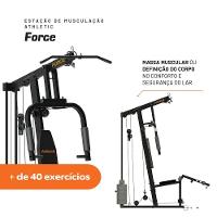 Estação De Musculação Athletic Force Com 45kg De Peso Suporta 120kg Residencial Treino Em Casa