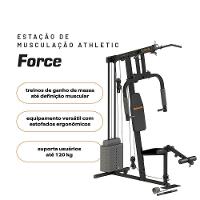 Estação De Musculação Athletic Force Com 45kg De Peso Suporta 120kg Residencial Treino Em Casa - 6