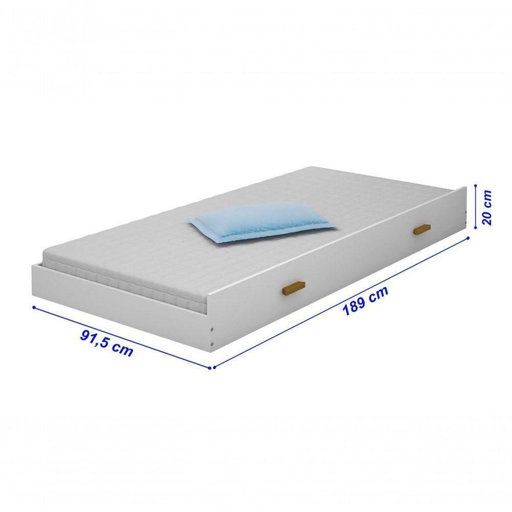 Beliche Heloisa Branco/Mel Com Escada E Grade De Proteção Com Cama Auxíliar Com 3 Colchões - 3