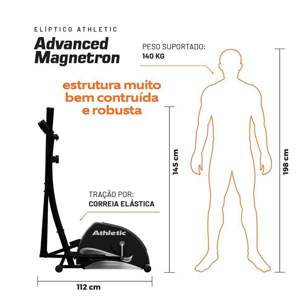 Elíptico Athletic Advanced Magnetron 8 Níveis Magnéticos Suporta 140kg Disco De Inércia 5.6kg - 5