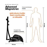 Elíptico Athletic Advanced Magnetron 8 Níveis Magnéticos Suporta 140kg Disco De Inércia 5.6kg - 5