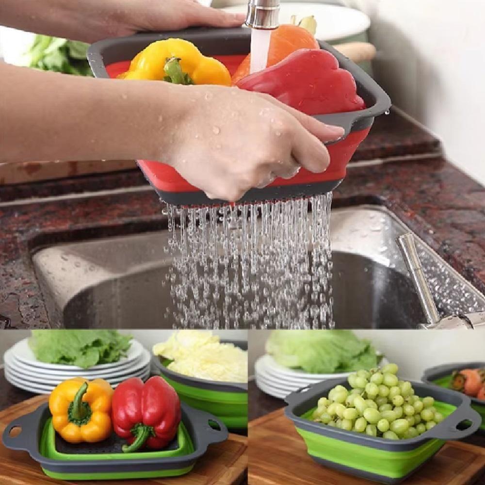 Escorredor Macarrao Legumes Silicone Retratil Cesto Multiuso Alimentos Massas Frutas Com Alca - 2