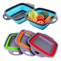 Escorredor Macarrao Legumes Silicone Retratil Cesto Multiuso Alimentos Massas Frutas Com Alca - 1