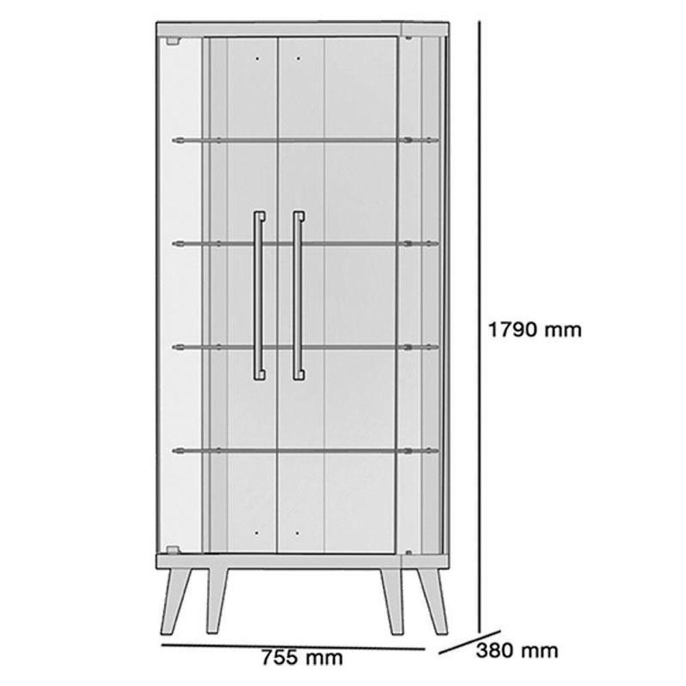 Cristaleira Tifanny E Aparador Classic Com Buffet E Rack Studio Off White Nature - Imcal - 2