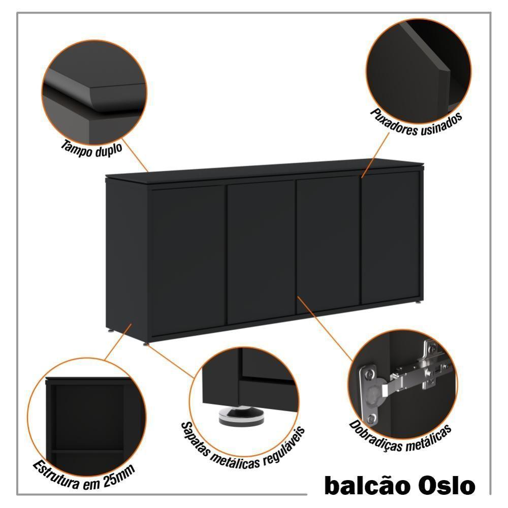 Conjunto Sala De Jantar 2 Peças Armário Alto E Buffet Balcão - Preto Preto - 10