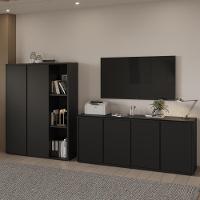 Conjunto Sala De Jantar 2 Peças Armário Alto E Buffet Balcão - Preto Preto - 8