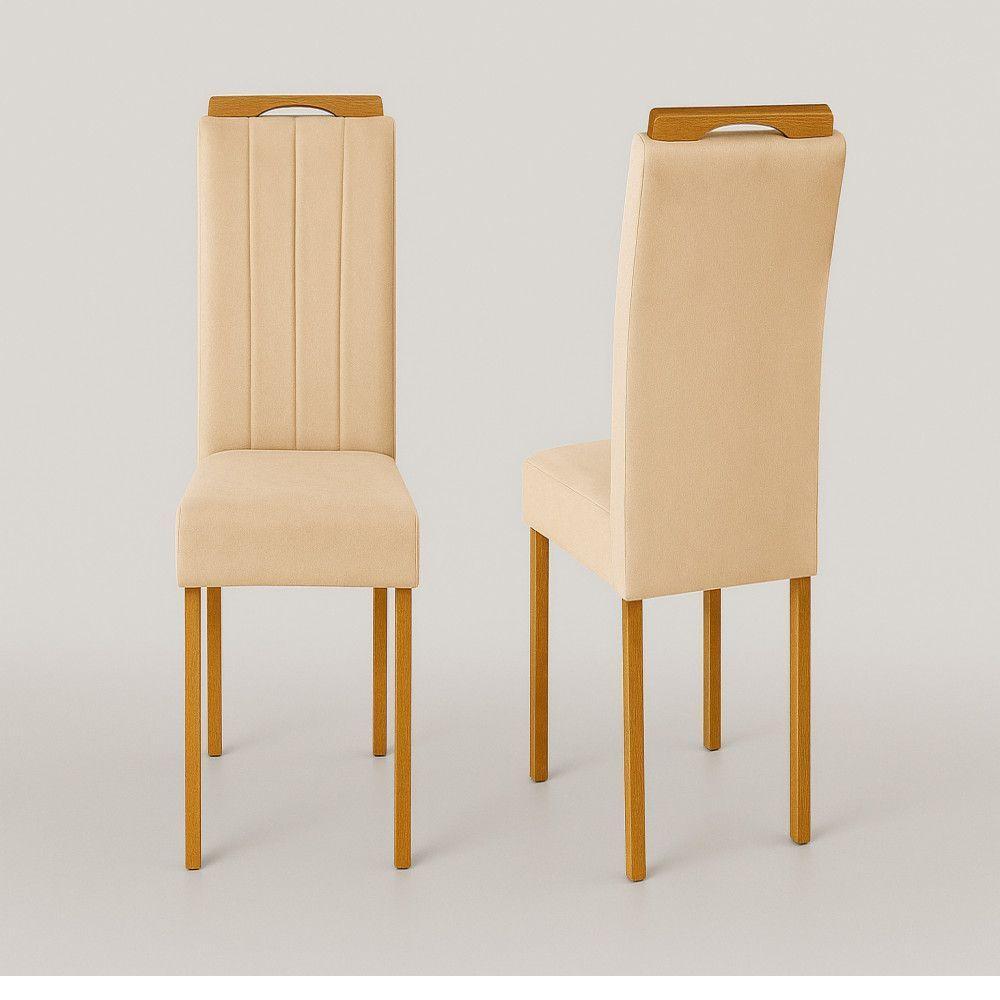 Conjunto Sala De Jantar 4 Lugares Slim Móveis Mundial Mel/off-white/bege - 3