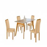 Conjunto Sala De Jantar 4 Lugares Slim Móveis Mundial Mel/off-white/bege - 2
