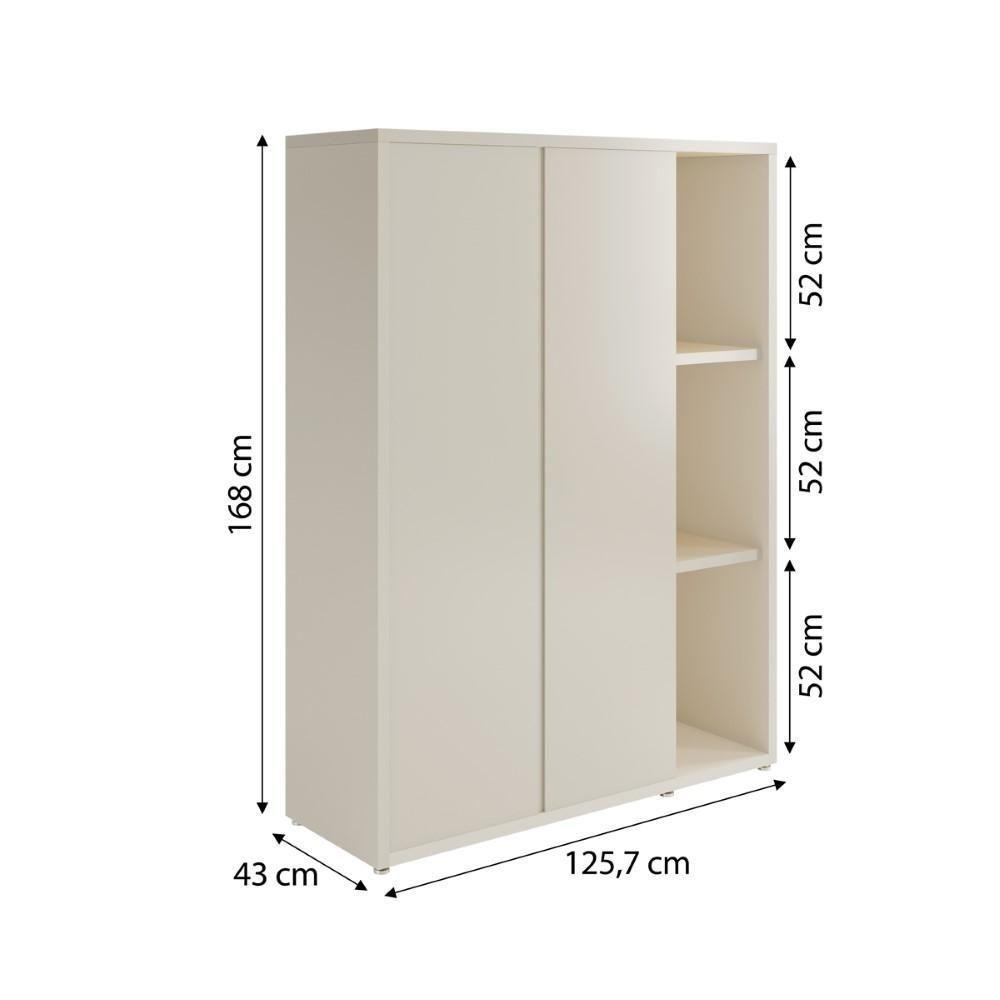 Conjunto Sala De Jantar 2 Peças Armário Alto E Buffet Balcão - Off White E Cedro Off White E Cedro - 3