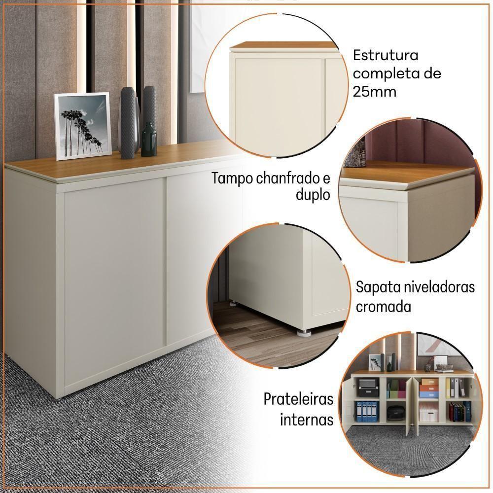 Conjunto Sala De Jantar 2 Peças Armário Alto E Buffet Balcão - Off White E Cedro Off White E Cedro - 10