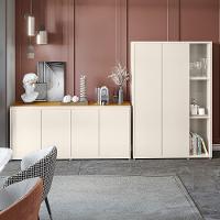 Conjunto Sala De Jantar 2 Peças Armário Alto E Buffet Balcão - Off White E Cedro Off White E Cedro - 2