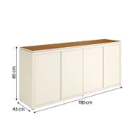 Conjunto Sala De Jantar 2 Peças Armário Alto E Buffet Balcão - Off White E Cedro Off White E Cedro