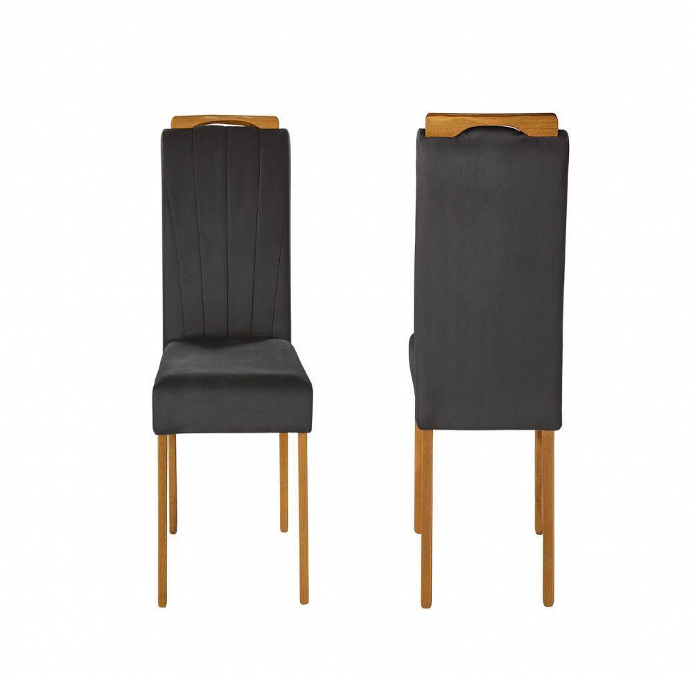 Conjunto Sala De Jantar 4 Lugares Slim Móveis Mundial Mel/off White/cinza Escuro - 2