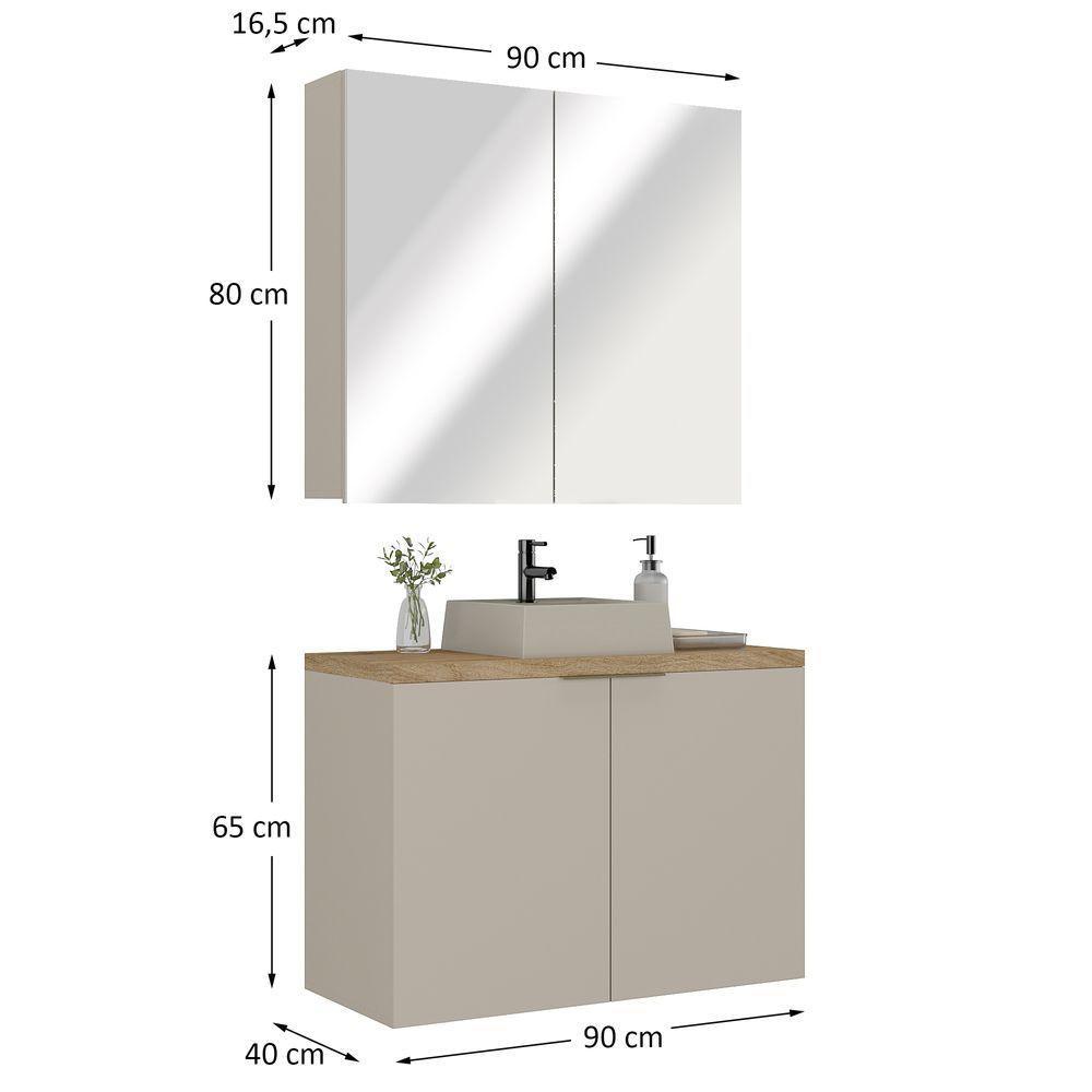 Conjunto Nature 90cm Estilare CNJ4033 Nude-carvalho - 5