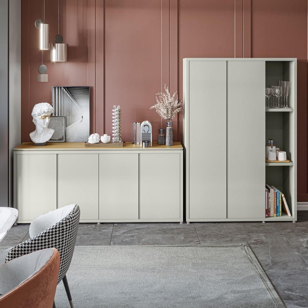 Conjunto Sala De Jantar 2 Peças Armário Alto E Buffet Balcão - Fendi E Freijó Fendi E Freijó - 8