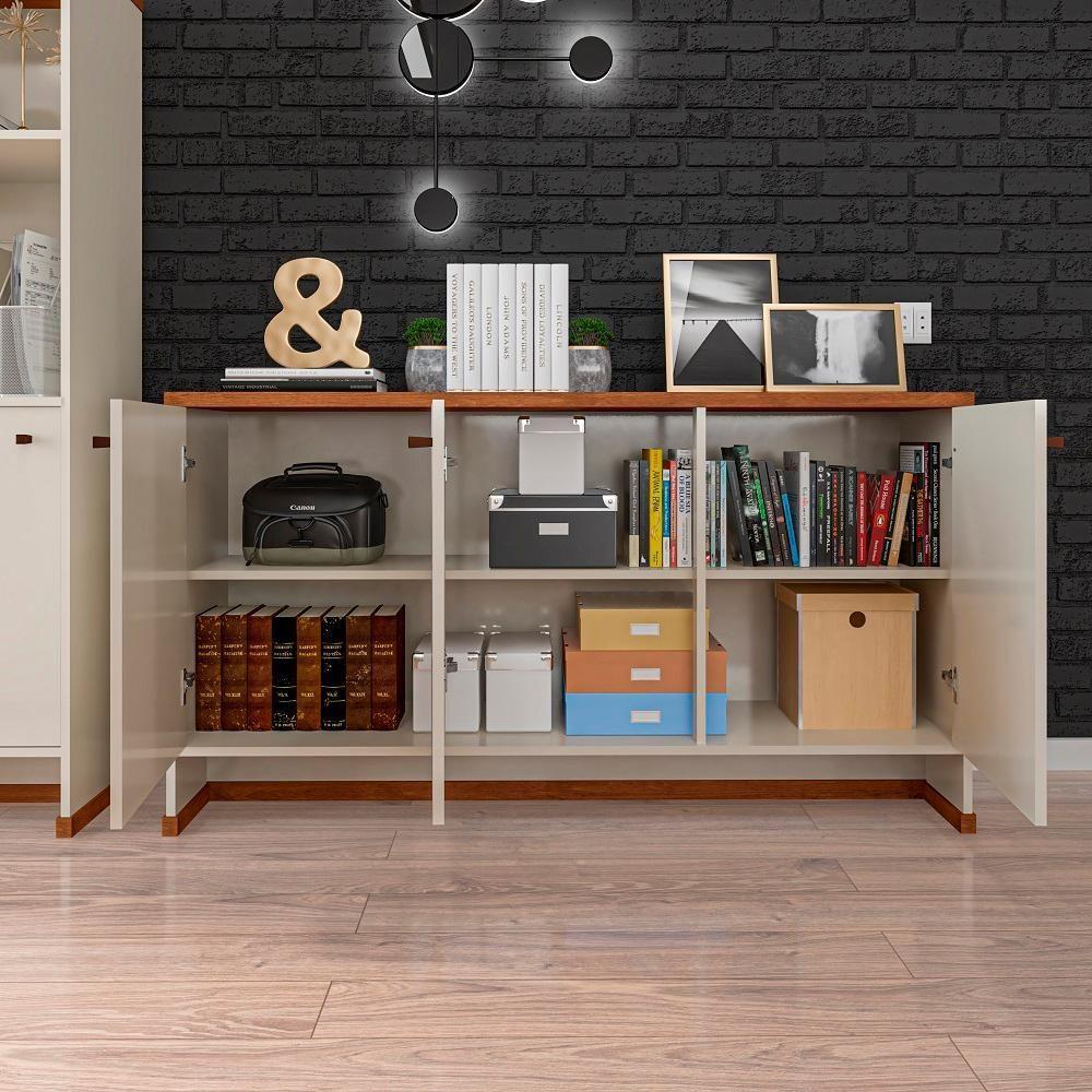 Conjunto Sala De Jantar 2 Peças - Aparador E Estante Verbena - Offwhite/naturale Offwhite/naturale - 3