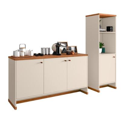 Conjunto Sala De Jantar 2 Peças - Aparador E Estante Verbena - Offwhite/naturale Offwhite/naturale