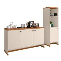 Conjunto Sala De Jantar 2 Peças - Aparador E Estante Verbena - Offwhite/naturale Offwhite/naturale - 1