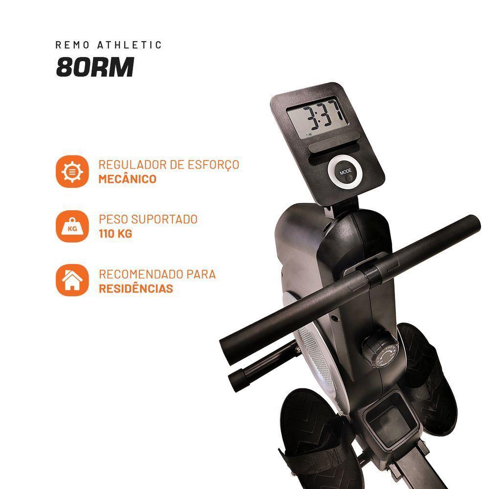 Remo Seco Athletic 80rm 8 Níveis Magnéticos Dobrável Suporta 110kg Treino Completo Em Casa Preto - 2