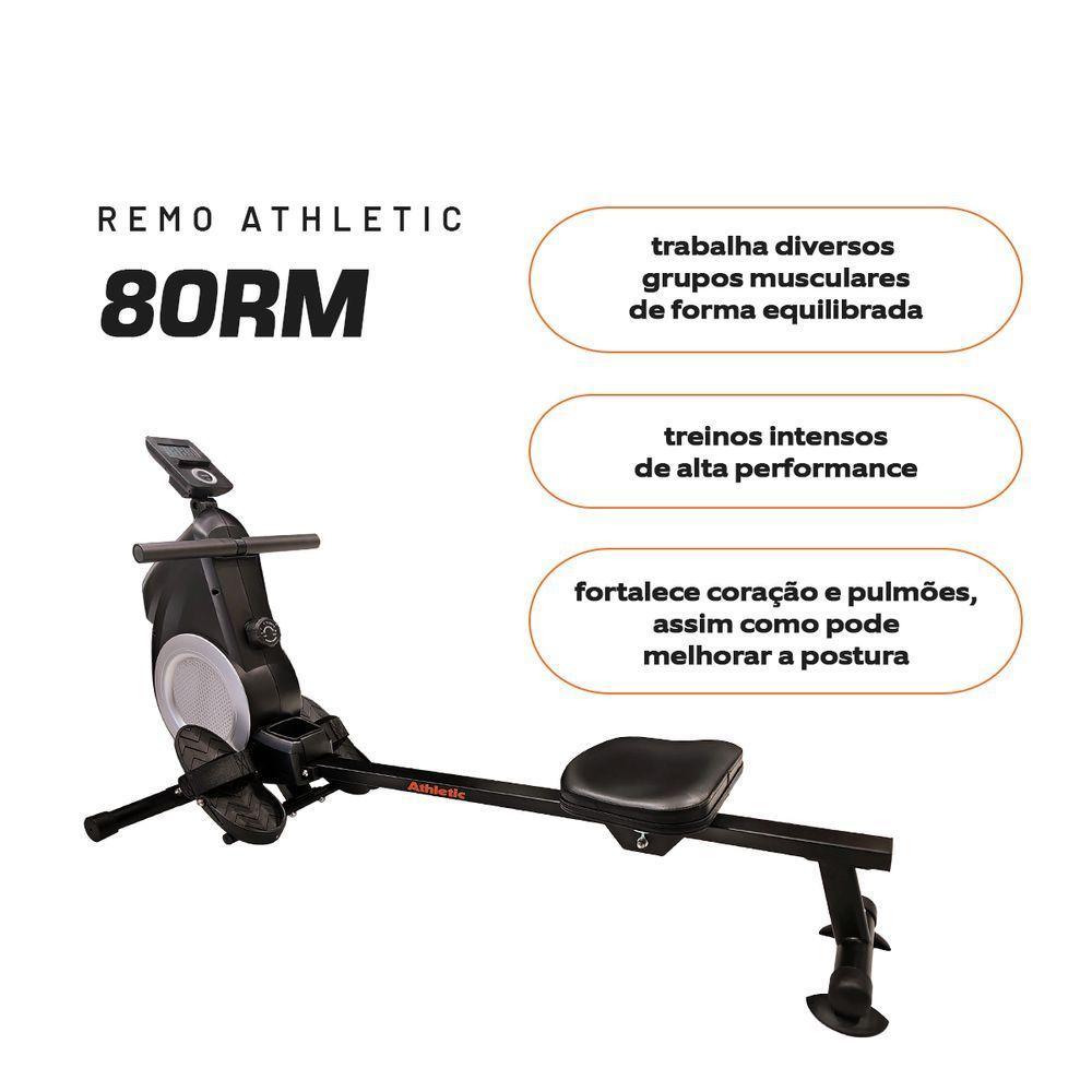 Remo Seco Athletic 80rm 8 Níveis Magnéticos Dobrável Suporta 110kg Treino Completo Em Casa Preto - 3