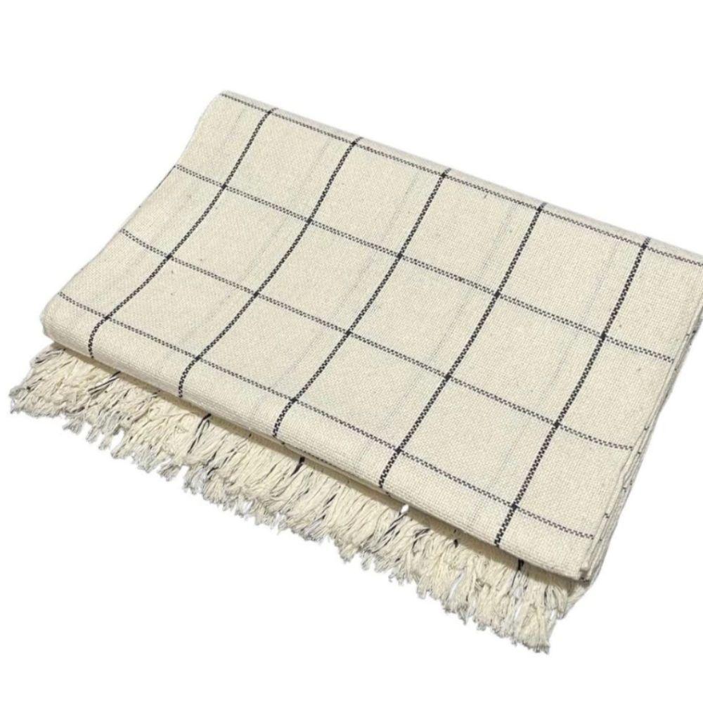 Manta Para Sofá Grande Gigante 2 E 3 Lugares 2,40x1,80 Decorativa Tecido Macio Sofa Cama Na Promoção Cru-preto - 1