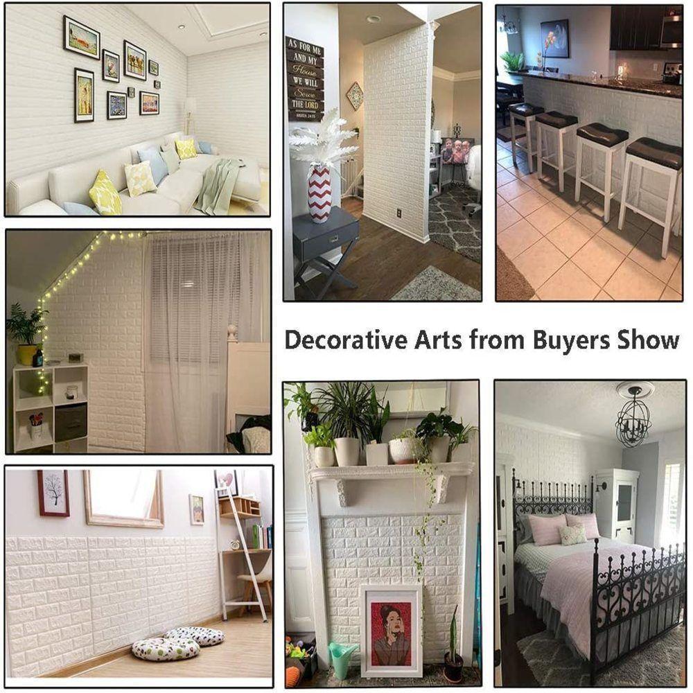 Papel Parede Painel 3d Tijolinho Branco Placa Auto Adesivo Revestimento Espuma 77x70cm Grande Autocolante Decoracao - 2