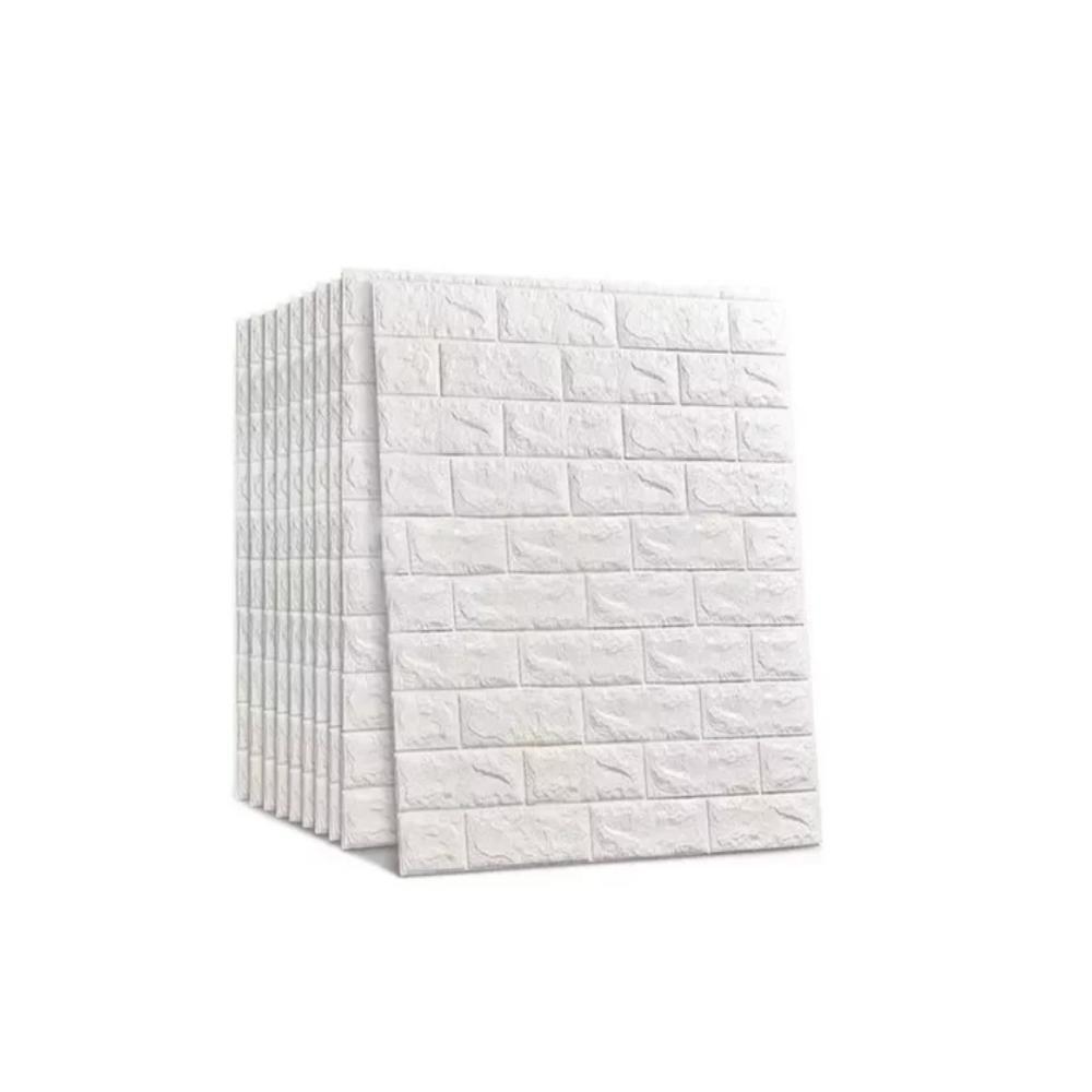 Papel Parede Painel 3d Tijolinho Branco Placa Auto Adesivo Revestimento Espuma 77x70cm Grande Autocolante Decoracao - 9