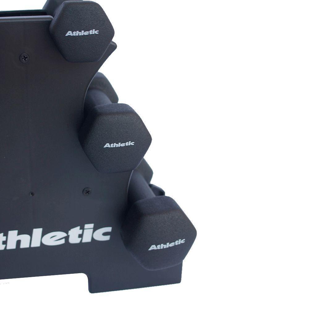 Kit Halter Sextavados Athletic 9kg 3 Pares De Halteres Com Suporte Para Treino E Musculação - 3