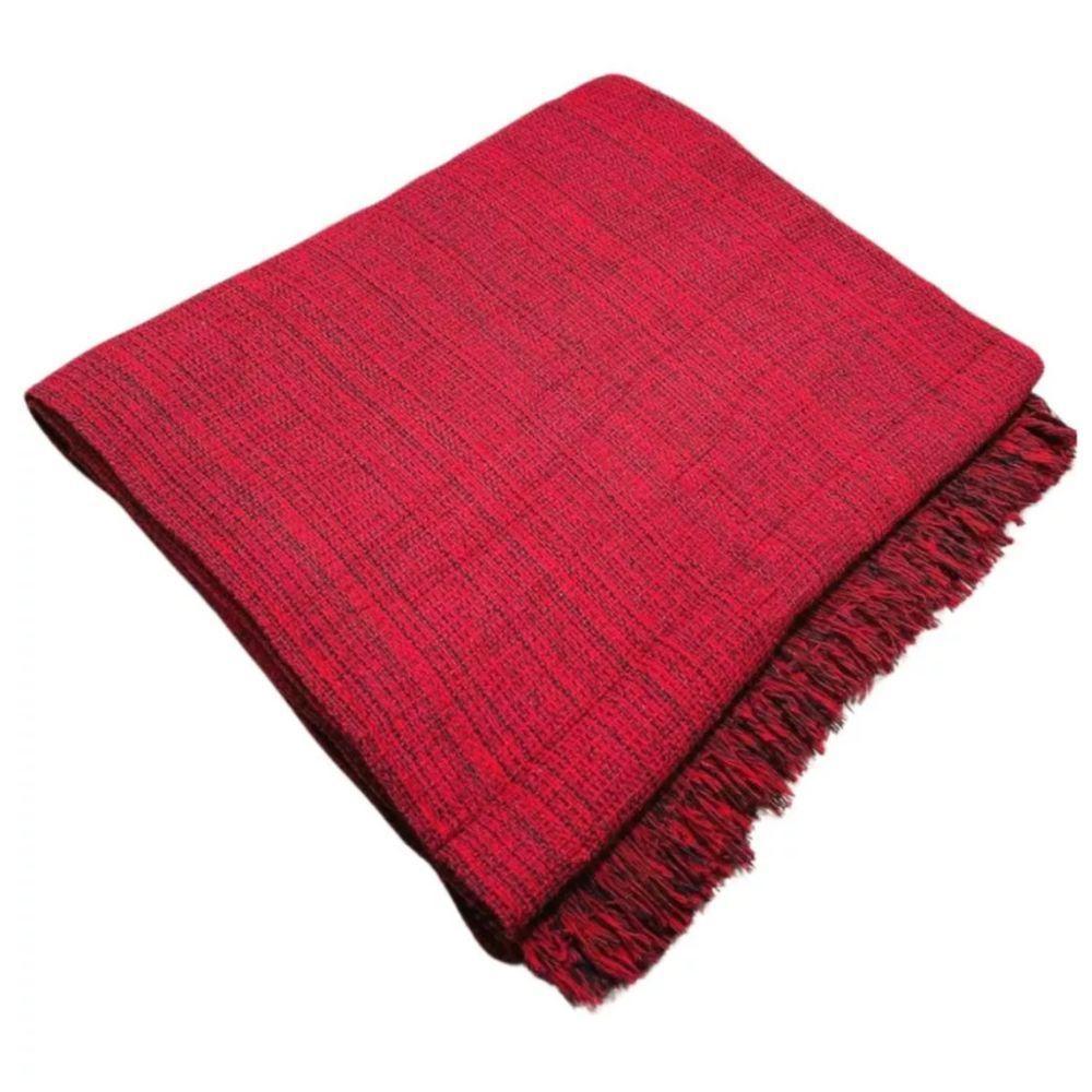 Manta Grande Para Sofá Cama King 2 E 3 Lugares 3,00m X 1,80m Cobertor Protetor Gigante 100% Algodão Vermelho Mesclad - 1