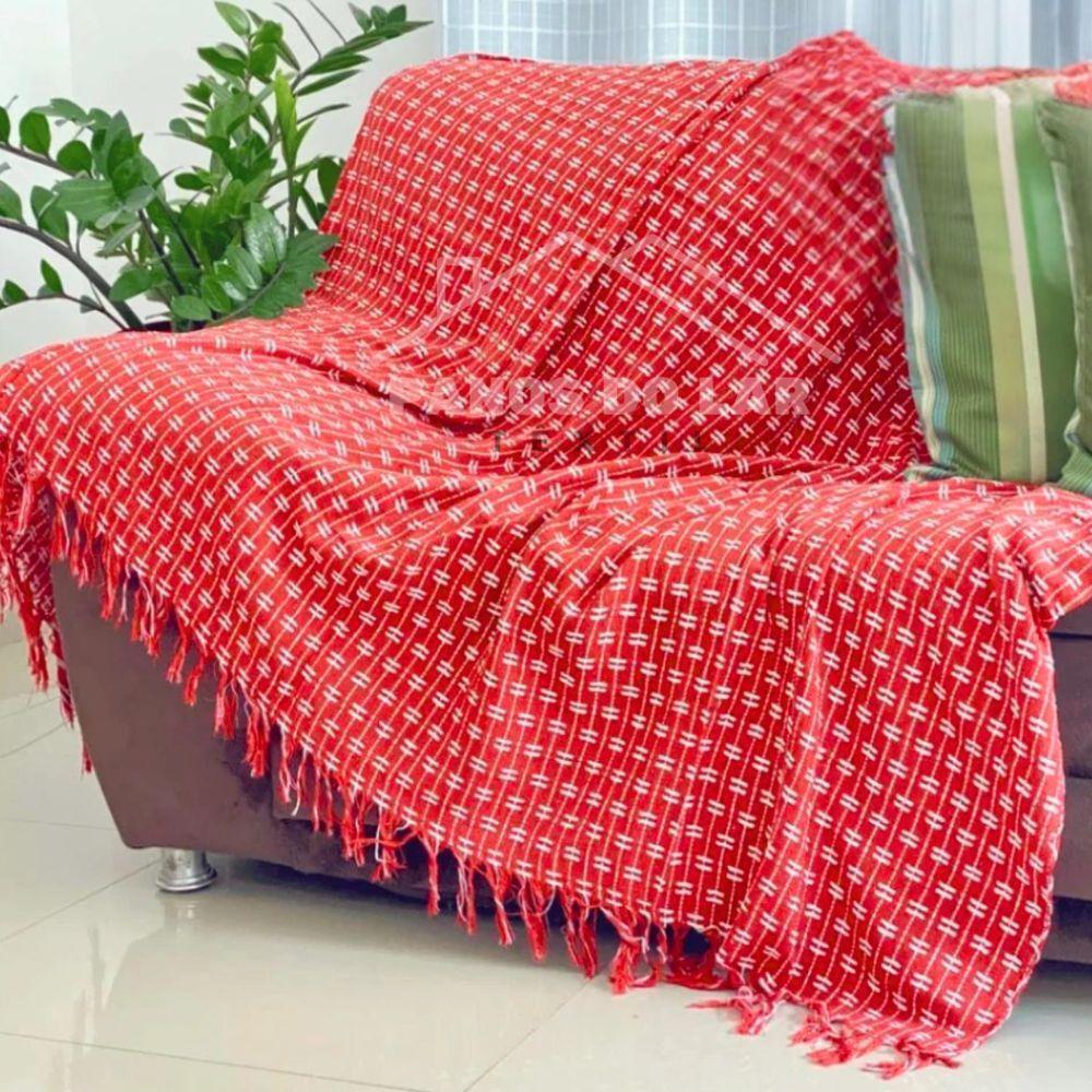 Manta Grande Para Sofá De 2 Ou 3 Lugares Vermelho De Algodão 2,50x1,80 Gigante Capa Protetor De Sofa - 1
