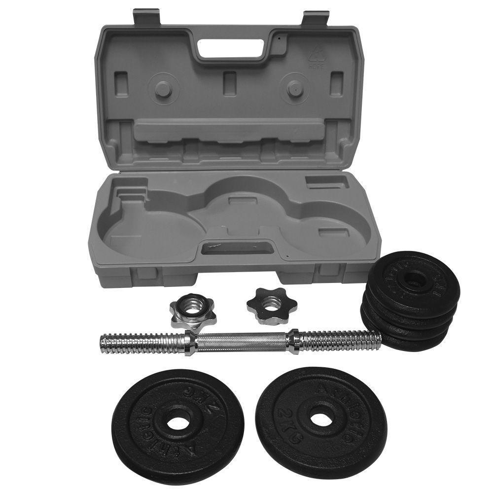Maleta Dumbbell Athletic Com 8kg Em Anilhas Kit Halter Ajustável Com Barra Cromada Para Treino Em Casa - 7