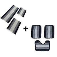 Jogo De Banheiro + Kit Passadeira Tapete De Cozinha 3 Peças De Casa Cor:preto - 1