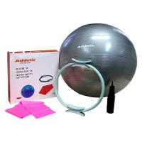 Kit Pilates Yoga Athletic Anel De Pilates 38cm + Bola De Ginástica 65cm Com Bomba + Faixa Elástica - 1