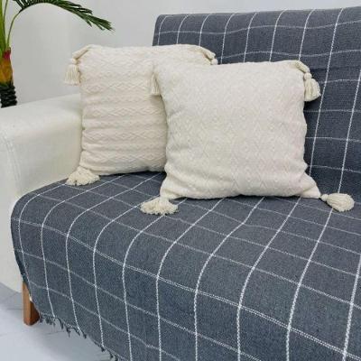 Kit 02 Manta Para Sofá Xadrez Tecido Grosso 2,40x1,80 Capa De Sofa Gigante 2 E 3 Lugares Cinza