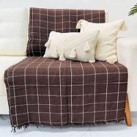 Kit 2 Manta Para Sofá Grande Gigante 2 E 3 Lugares 2,40x1,80 Tecido Grosso Capa De Sofa Cama Algodão Marrom Com Bran - 1