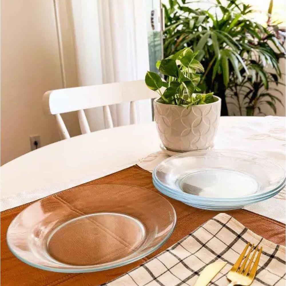 Jogo 5 Pratos Fundo Vidro Cristal Egipicio Kit Liso Diamond Transparente Bar Restaurante Buffet - 2