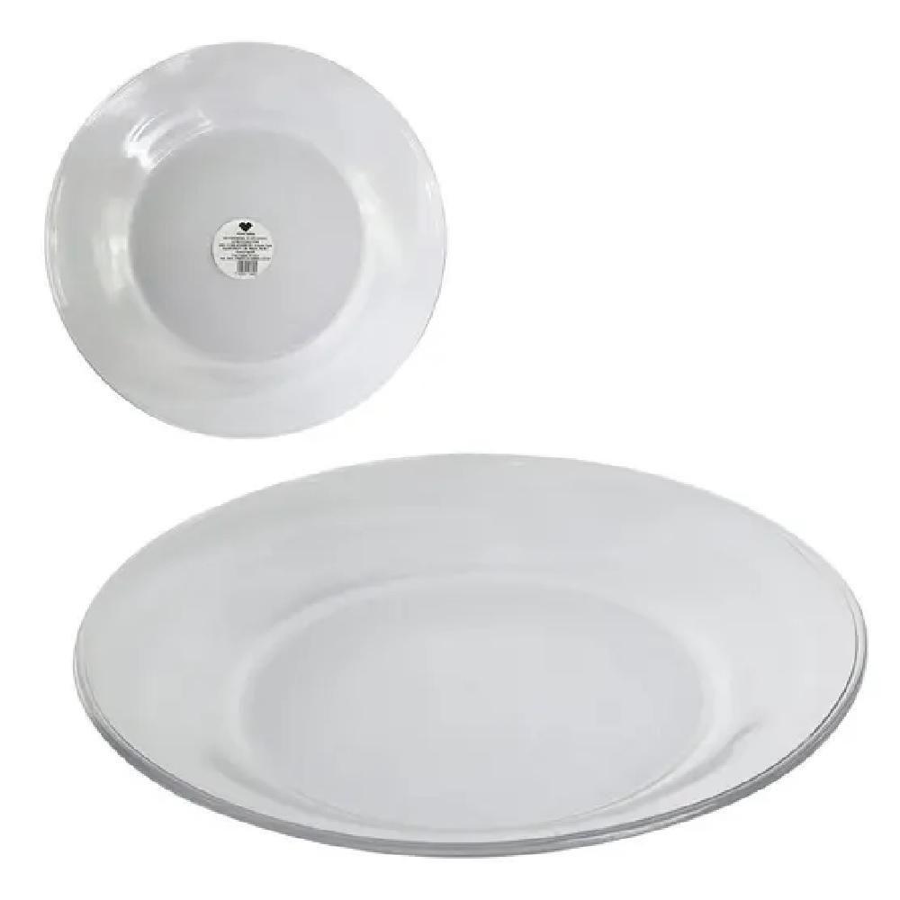 Jogo 5 Pratos Fundo Vidro Cristal Egipicio Kit Liso Diamond Transparente Bar Restaurante Buffet - 4