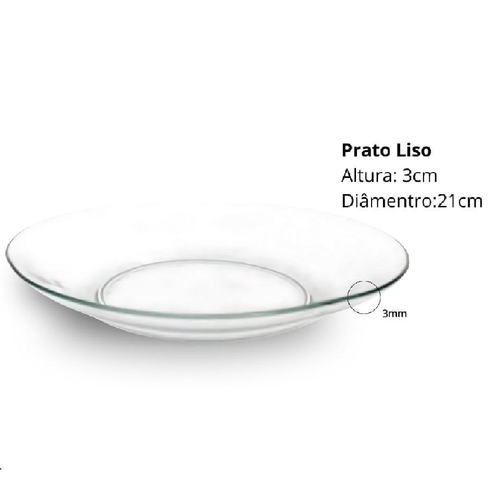 Jogo 5 Pratos Fundo Vidro Cristal Egipicio Kit Liso Diamond Transparente Bar Restaurante Buffet - 6