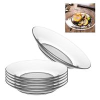 Jogo 5 Pratos Fundo Vidro Cristal Egipicio Kit Liso Diamond Transparente Bar Restaurante Buffet - 1