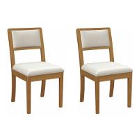 Cadeira Sala De Jantar Alice 2cmm003ca Premium Madeira Maciça Kit 2 Un Carvalho-linho Bege Caqui - Kappesberg - 1