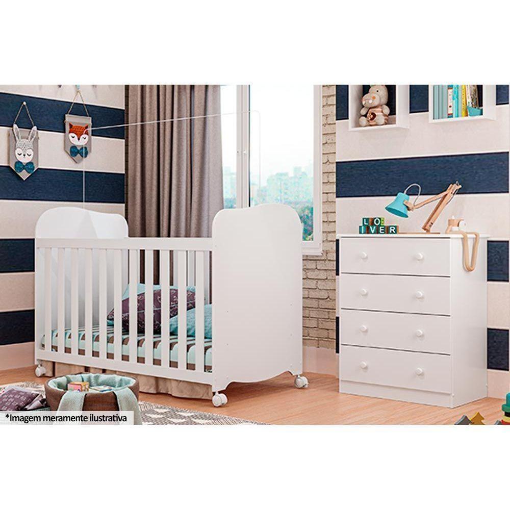 Cômoda Infantil Júnior C- 4 Gavetas Branco-amendoa - Peroba - 4