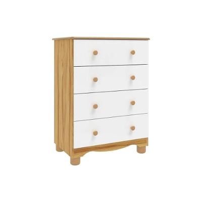 Cômoda Infantil Júnior 4 Gavetas MDF com Puxadores Plástico Branco Amendoa