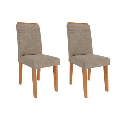 Cadeira Sala De Jantar Taís Kit 2 Un Cinamomo-linho Bege - Cimol