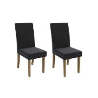 Cadeira Sala De Jantar 2cad131 Kit 2 Un Canela-suede Preto - Kappesberg - 1