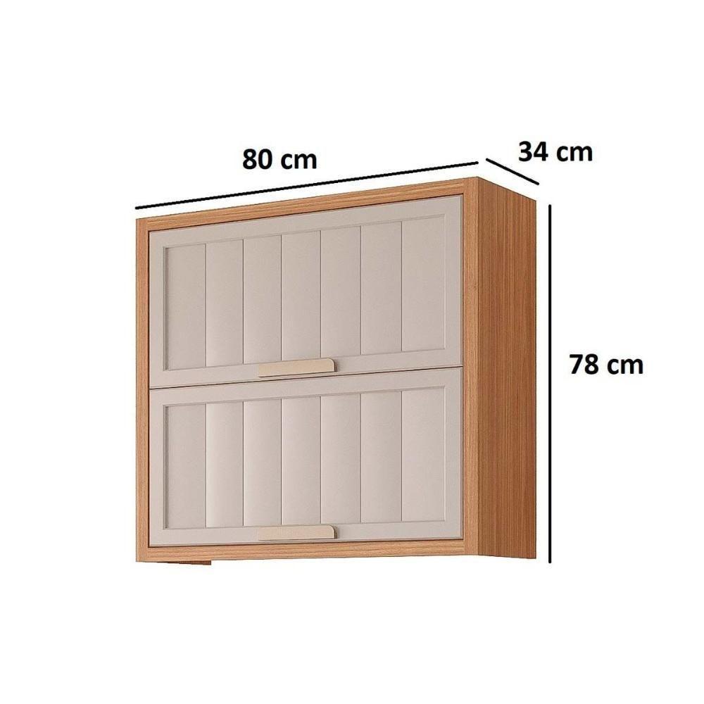 Armário Aéreo P- Cozinha Estela C- 2 Portas Basculantes Ripada 80 Cm Cinamomo-titanium - Mgm - 5