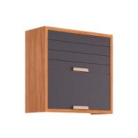 Armário Aéreo P- Cozinha Eloise C- 2 Portas Basculante Riscadas 80 Cm Cinamomo-titanium - Mgm - 1